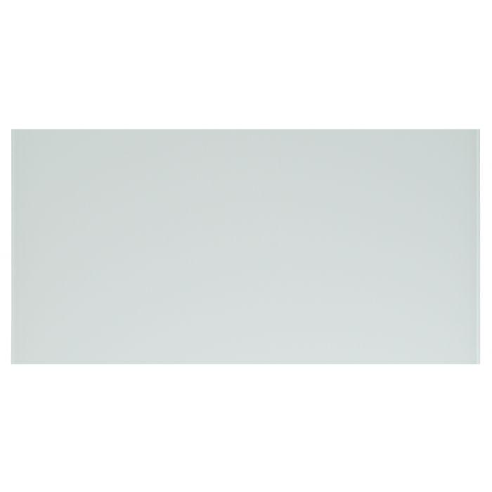 A sleek rectangular white glass tile with a smooth glossy finish volga clear glass 600 x 300mm
