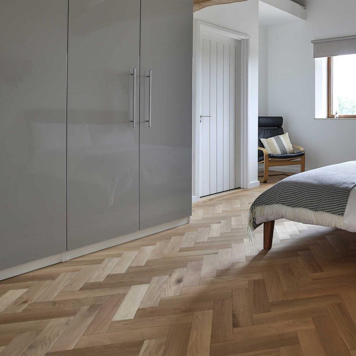 ZB108 Natural Oak natural oak engineered wood flooring with a wardrobe