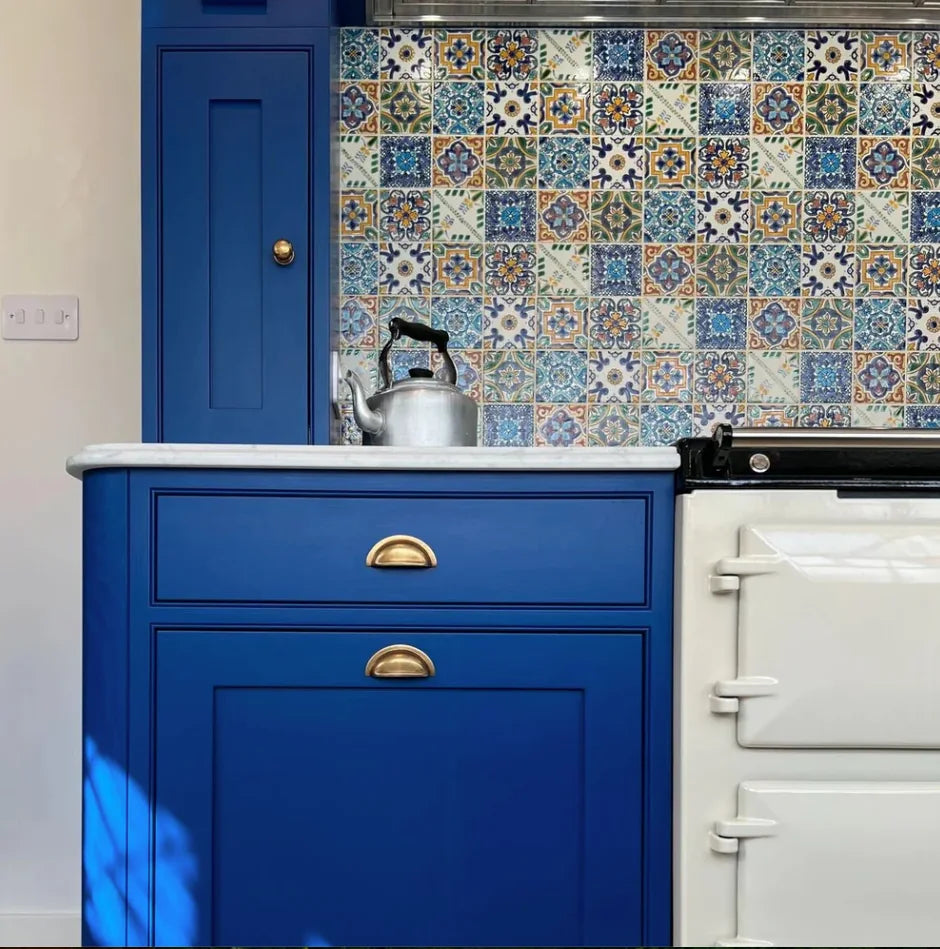 Acapulco collection bold patterned colour-pop kitchen splashback tiles