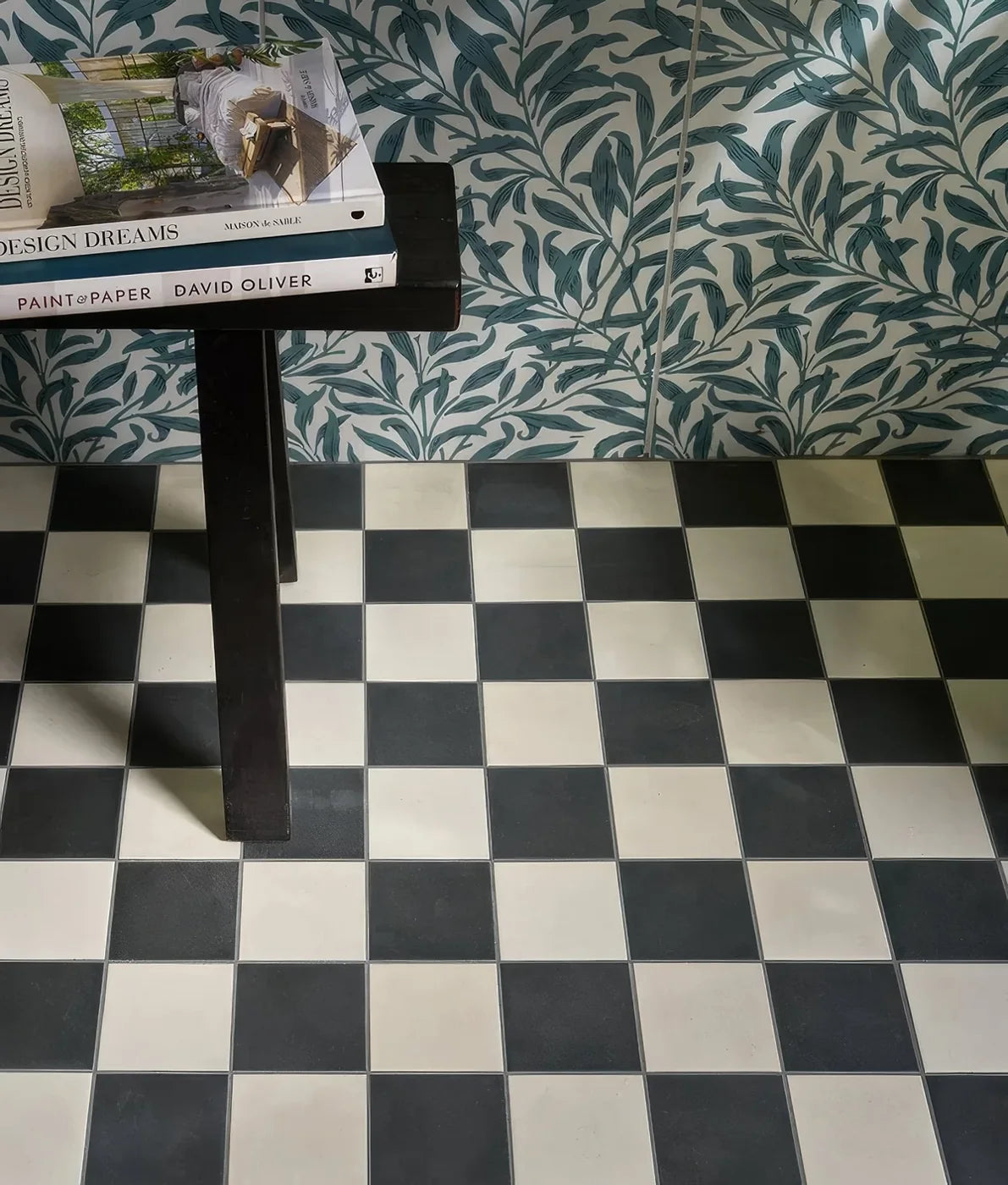Black and white floor tiles